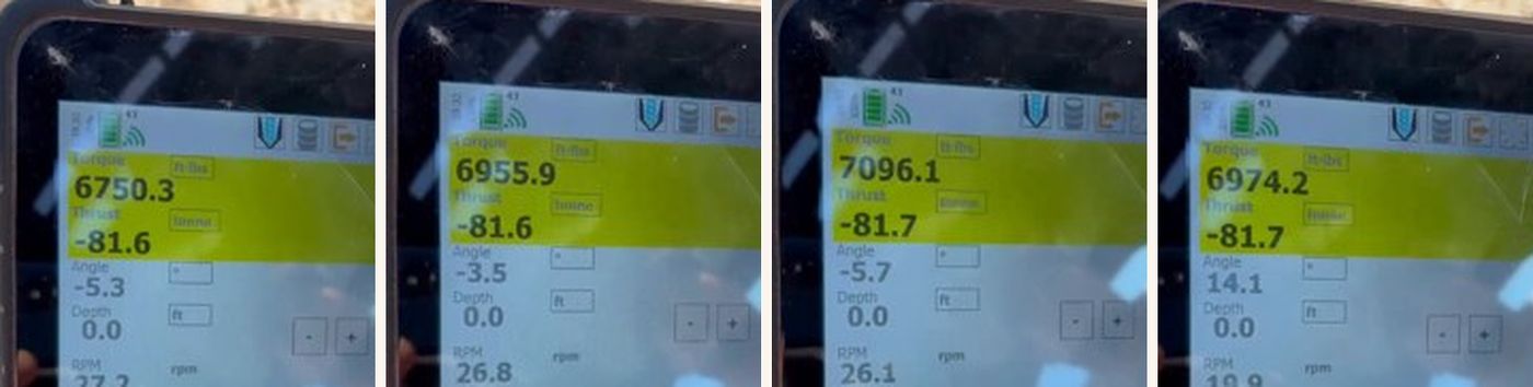 Four video frames of the tablet: 6,750.3, 6,955.9, 7,096.1 and 6,974.2